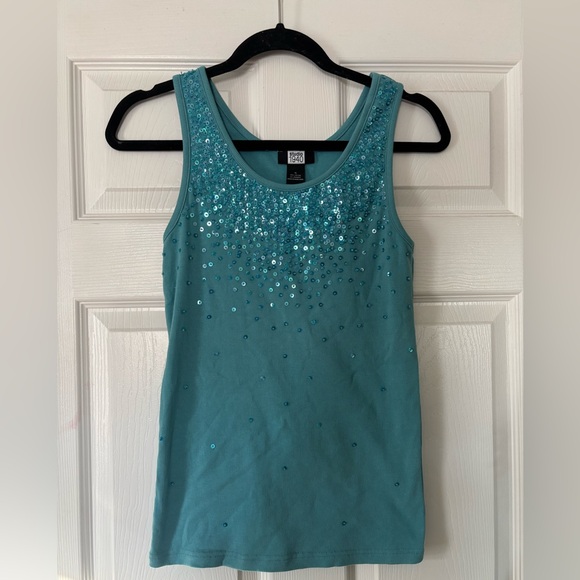 Y2K Blue Sequin Tank Top - Picture 1 of 3